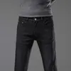 남성 청바지 디자이너 가을 패션 브랜드 한국 슬림핏 바지 슬림핏 두꺼운 유럽 청소년 퓨어 블랙 스몰 몬스터 MI4Q