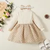 Girl's Dresses ma baby 3 M 3Y Princess Baby Girl Bow Dress Infant Toddler born Knit Long Sleeve For Girls Fall Spring Clothing D01 230630