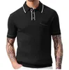 Camisa Pólo de Manga Curta Pólo Masculina com Gola Frontal de Botão e Bolso | Design elegante clássico para uso casual ou formal 230630