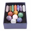 Decorative Objects Figurines 14PC Set 7 Chakra Point Natural Stone And Crystals Gemstone Crafts Gift Box Reiki Healing Energy Mineral Home Decor Wholesale 230701
