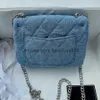 Designer bag Womem Classic Flap Denim Camellia Shoulder Bag Heart Love Bead Valentine Collection Purses Silver Metal Hardware Vintage CF Crossbody Messenger