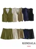 Kvinnors träningsdräkter Kondala Casual Linen Women Suits 2 Pieces V Neck Button Vest Blazerhigh midjan Wide Ben Shorts Fashion Summer Vintage Set 230630