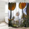 ファンタジーマッシュルームシャワーカーテンマジックネイチャー森林植物防水ポリエステル生地バスルームの装飾バスバスカーテン付き