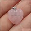 Pendentif Colliers 2 Pcs Pierre Naturelle Agates Coeur Forme Quartz Clair Pour Collier Boucle D'oreille Fabrication De Bijoux Femmes Cadeau 16X16Mm Drop Del Dh7Bk