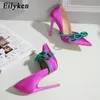 Sandales Eilyken chaussures pompes femmes mode soie papillon noeud Sexy bout pointu décapant talons fête femme 230630