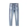 Designer de jeans pour hommes Printemps et été jeans pour hommes version coréenne petit pied coupe élastique haut de gamme marque européenne broderie pantalon Medusa 0127