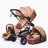 Multifunctional 3 in 1 Baby Stroller luxury Portable High Landscape 4 Wheel Stroller Folding Carriage Gold Baby Newborn Stroller L230625