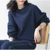 Cotton Waffle Sports Set Women's Tracksuits Spring and Autumn 2023 New Fashion Round Neck Long Sleeve Casual Running Wear Women's Sweater