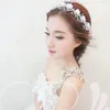 Bijoux de cheveux de mariage romantique en céramique fleur perles de cristal bandeaux pour les femmes couronne de mariage à la main diadème de mariée avec lumière LED guirlande lumineuse 230630