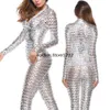 Women's Jumpsuits Rompers Women Mesh Hole Zipper Faux Patent Leather Tight Jumpsuit Nightclub Bodysuit Great for Party Club Outfits Perfect Gifts for Sexy 230630