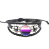 LGBT Leather Snap Button Bracelet Pride Glass Cabochon Gay Pride Rainbow Flag Photo Charm Bangle For Women Men Lovers Jewelry Gift