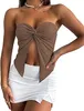 Kvinnors tankar Y2K Fashion Twist Front Tube Top Axless Sleeveless Solid Cut-Out Midriff Crop Tops Tank Top