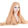 Kvinnor Muslimsk Instant Hijab Scarf Bonnet Cap huvudduk Islamisk sjal Wrap Turban Solid Color Jersey Hijabs Hair Loss Hat Headwear