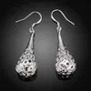 Stud Nouveau charme en argent sterling Boucles d'oreilles pour femmes bijoux tous les matchs de la tendance creux de la forme de chute en eau creuse des cadeaux uwhb