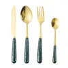 Set di stoviglie Set di posate con manico in ceramica Acciaio inossidabile 1 pezzo Forchetta Coltello Cucchiaio Stoviglie di fascia alta Goccia