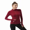LU-008 Definiera Yoga Jacket Slim With Fitness Autumn Solid Breattable Lu Workout Gym Coat Running Sport Sweatshirts dragkedja täta toppar Lulemon