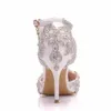 Botas Cristal 934 Mujeres Montaña blanca Boda Boda Zapatillas Tisos altos Sandalias Pombas de vestimenta femenina Cuadros 5