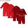 Pyjamas Winter Boutique Velvet Fabric Red Kids Clothes PJs With Lace Toddler Boys Set Pyjamas Girl Baby Sleepwear 220110 Z230701