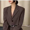 Calças femininas de duas peças para escritório, blazer feminino, conjunto vintage de duas peças, blazer feminino, manga longa, cintura alta, perna larga, calças compridas, roupas de 2 peças 230630