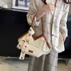 kadın yaz moda mektup şerit dekore omuz çantası dikey çizgili koltuk altı çantası kanvas çanta bayanlar büyük kapasiteli çapraz vücut çantası caitlin_fashion_bags