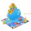 Kid Magnetic Fishing Toys Multifunctional Wooden Building Blocks String Beads Rope Educational Toy Cultivating Hands-on Skills