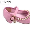 Sneakers ULKNN Kids Shoes Girls Sandals Ruffles Pink White Fille Shoes Pearl Soft Leather Female Sandal Children Princess Dress ShoesHKD230701