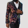 Ternos masculinos blazers preto lantejoulas um botão gola xale jaqueta masculina bling glitter boate baile de formatura dj blazer roupas de palco para cantores 230630