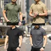 Polos Masculinos Túnica Tática Tática Manga Curta Fãs Ao Ar Livre Secagem Rápida Verão Masculino Movimento Solto Botão de Gravata Sark 230630