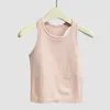 LUU Damen-T-Shirt-Designer-Luxus-Trainingsanzug YEBB Yoga-Oberteil in reiner Farbe mit Brustpolster, atmungsaktiv, schnell trocknend, zum Laufen, Fitness, Tragen, Jogger