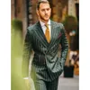 Men's Suits Blazers Green Orange Striped Fashion Men Slim Fit 2 Piece Double Breasted Classic For Wedding Groom Blazer And Pants Outfits 230630