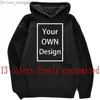 Men's Hoodies Sweatshirts Your OWN Design Brand /Picture Custom Men Women DIY Hoodies Sweatshirt Casual Hoody Clothing 14 Color Loose Fashion 220816 Z230701