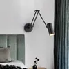 Lamps Nordic LED Lamp Retractable Adjustable Wall Lights for Home Decoration Bedroom Bedside Reading Sconce Add Dimmable FunctionHKD230701