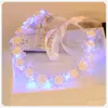 Bijoux de cheveux de mariage romantique en céramique fleur perles de cristal bandeaux pour les femmes couronne de mariage à la main diadème de mariée avec lumière LED guirlande lumineuse 230630