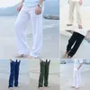 Men's Pants Men Casual Cotton Linen Wed Leg thai fisherman Loose Long Pant White Black Solid Color Autumn Summer M3XL 230630