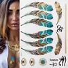 Temporary Tattoos 12 Sheets Metallic Temporary Tattoos Gold Boho Waterproof Flash Fake Tattoo Sticker Designs for Women Girls 230701