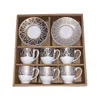 Small Porcelain Arab Gold Coffee Cups and Saucers 6pcs Turkish Espresso Tea Cup Dish Set