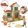 Block miniatyr hus villa simulering cement återanvändbar mini hög upp tegelmontering modell byggsten barn leksak gåva R230701