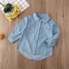 Kids Shirts 2 7Y Toddler Baby Denim Letter Print Long Sleeve Top Shirt Warm Coat Girl Tops Clothes 230630