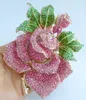 Pins Brooches Gorgeous 5.32" Pink Austrian Crystal Rose Flower Brooch Pin Pendant EE02994C12 230630