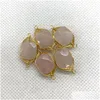 Charms Gold Wire Wrap Natural Stone Green Rose Quartz Crystal Connector Pendant For Earrings Necklace Jewelry Making Wholesale 11X22 Dh8Km