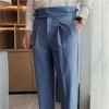 Men's Pants British Style Fashion Drape High Waist Men Dress Suit Simple All Match Business Formal Wear Slim Fit Striped Trousers 36 230630