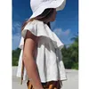 Clothing Sets 100 Cotton Muslin One Shoulder Girls Top Summer Children Ruffle Casual Boho Beach White TShirts For Youth Girl TZ039 230630