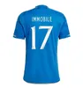 23 24イタリアサッカージャージープレーヤーファンバージョンMaglie Da Calcio Chiesa Jorginho Insigne Verratti Suit Italia 23 2024 Men Football Shirt Kids Kitユニフォーム