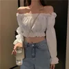 Blusas de mujer Camisa Top Blusa sexy Hombro de manga larga Club Party Camisa blanca Puff Ruffle Crop Summer Tube 230630