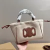 Designer Woman Tote Bags Drawstring Canvas Shopping Bags Street Photo Fashion Purses Versatile Handbags Small Casual Shoulder Bags
