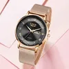 Montres féminines Lige Femmes Watch Bracelet Quartz Horloge Movement Simple Affoerproof Rose Gold en acier inoxydable Mesh Ladies Watches Relogio Feminino 230630