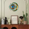 Decorative Objects Figurines Matal Sun Wall Decor Moon and Art Metal Outdoor Sculpture Suitable for Indoor Living Room Bedroom 230701