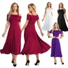 Women Fashion Competition Ballroom Dance Dress Stretchy Cocktail Party Long Dress315i