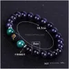 Perlé 8Mm Blue Sand Stone 12 Constellation Chart Strand Bracelet Pour Femmes Hommes Malachite Amethyst Aquamarine Healing Energy Bangle Dhk16