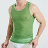Men's Tank Tops Mens Transparent Mesh See Through Sleeveless Shirts Elastic Gym Muscle Sport String Vest Male Sheer Blouse 230630